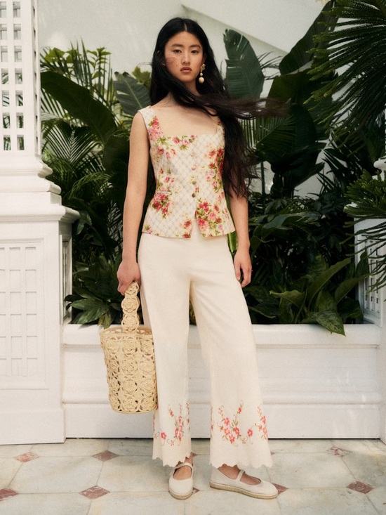 Sezane Tops - Sézane x Andión Zelinda Floral Linen top Print Corset Style Sz 38/8 US Romantic